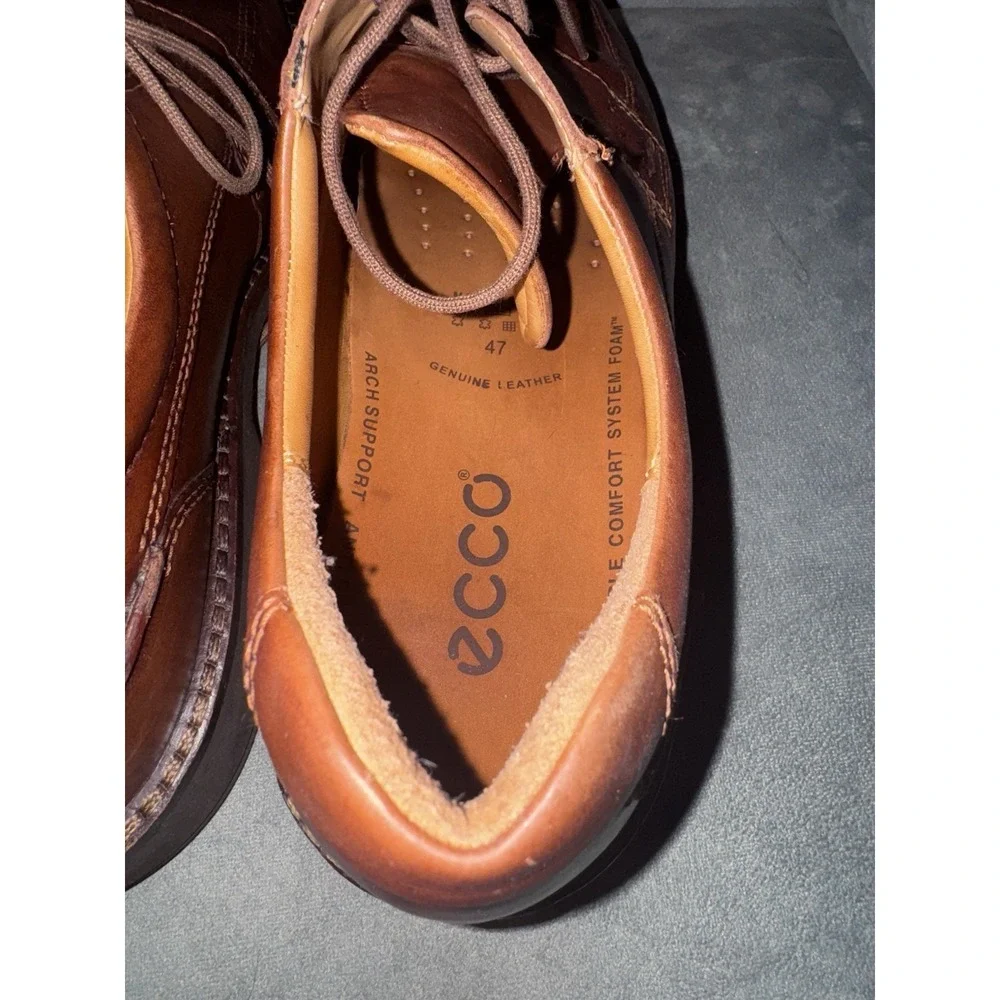 ECCO‎ Brown Oxfords Shoes Mens Size 47 Formal Dress Leather Fancy Lace Up